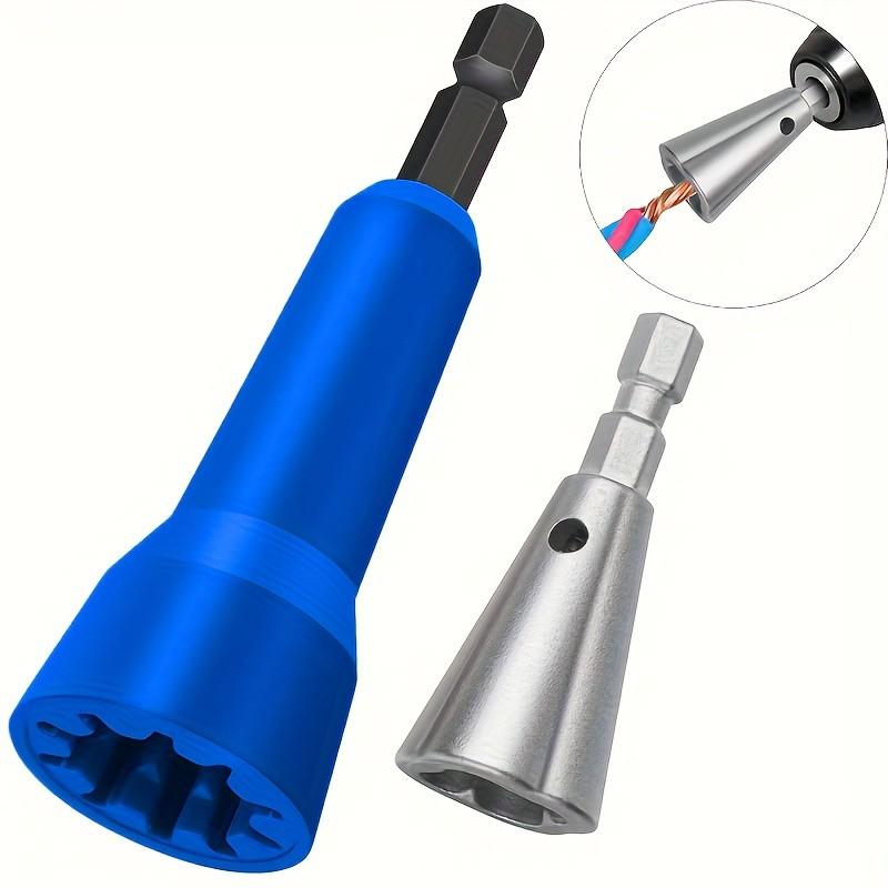 2-Pack Wire Cap Tightener, Wire Crimping Tool, Drill-Compatible, Rotating Connector Socket, 1/4 Inch Jaw, Stripping & Crimping Dual-Use Tool