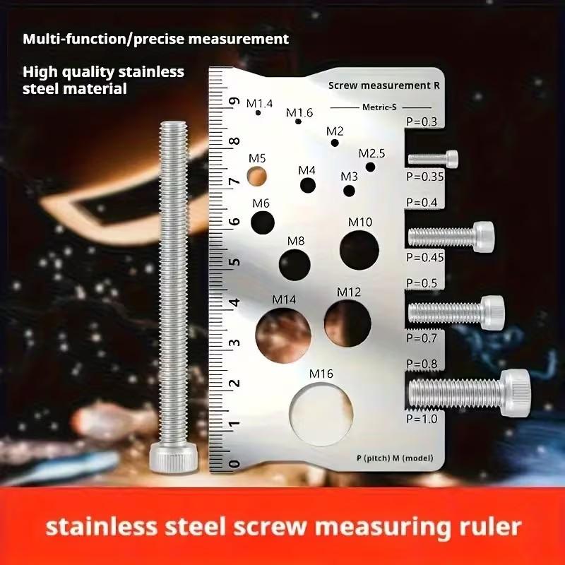 304 Stainless Steel Screw Measuring Ruler, Durable and Precise Thread and Distance Measurement, Screw and Bolt Caliper, M12 Precision Gauge