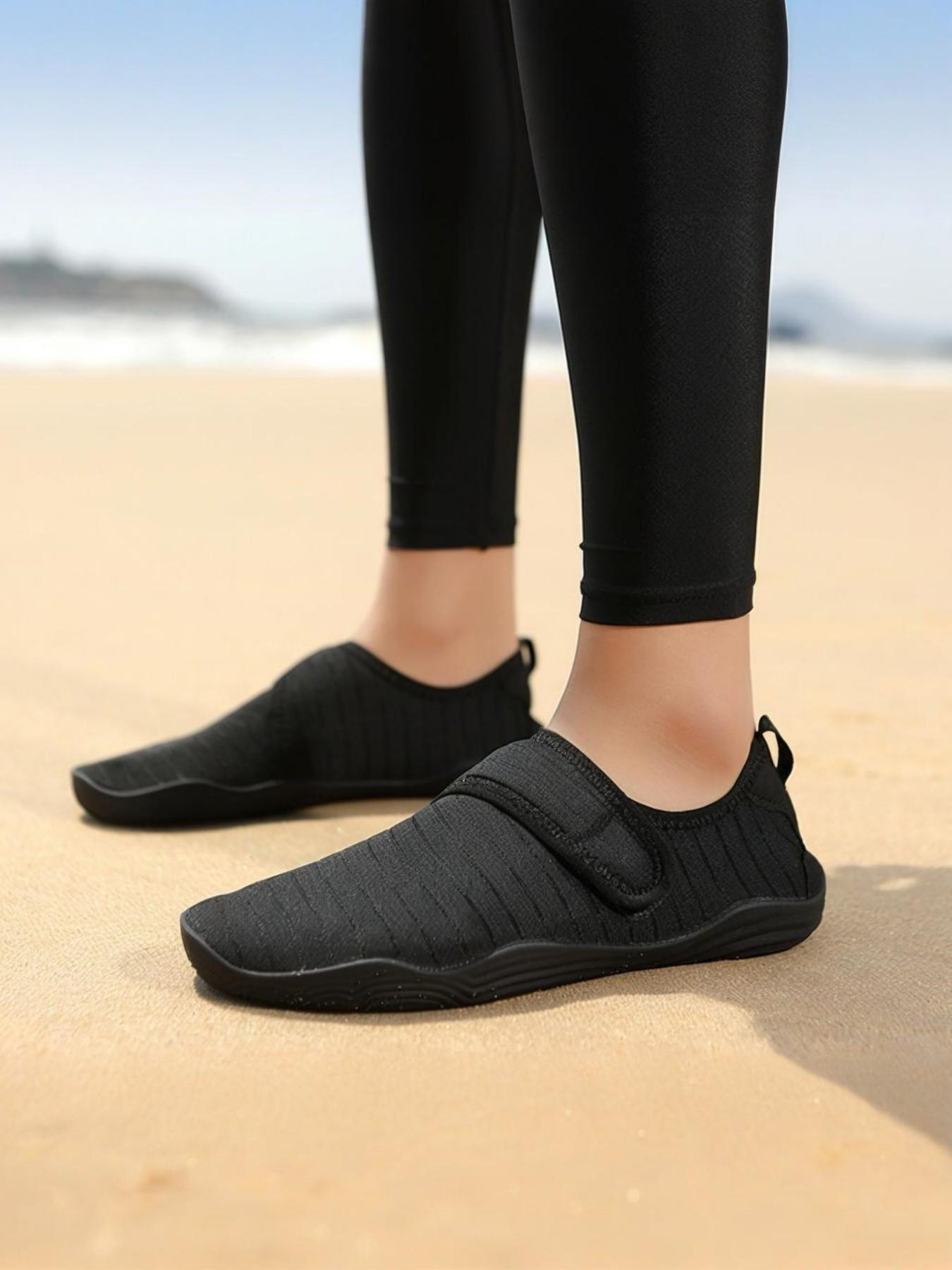 Women's Lightweight Breathable Striped Casual Sports Shoes, Velcro Fastening, Wrapped Heel Design, Perfect for Walking, Outdoor Beach, Fitness Yoga