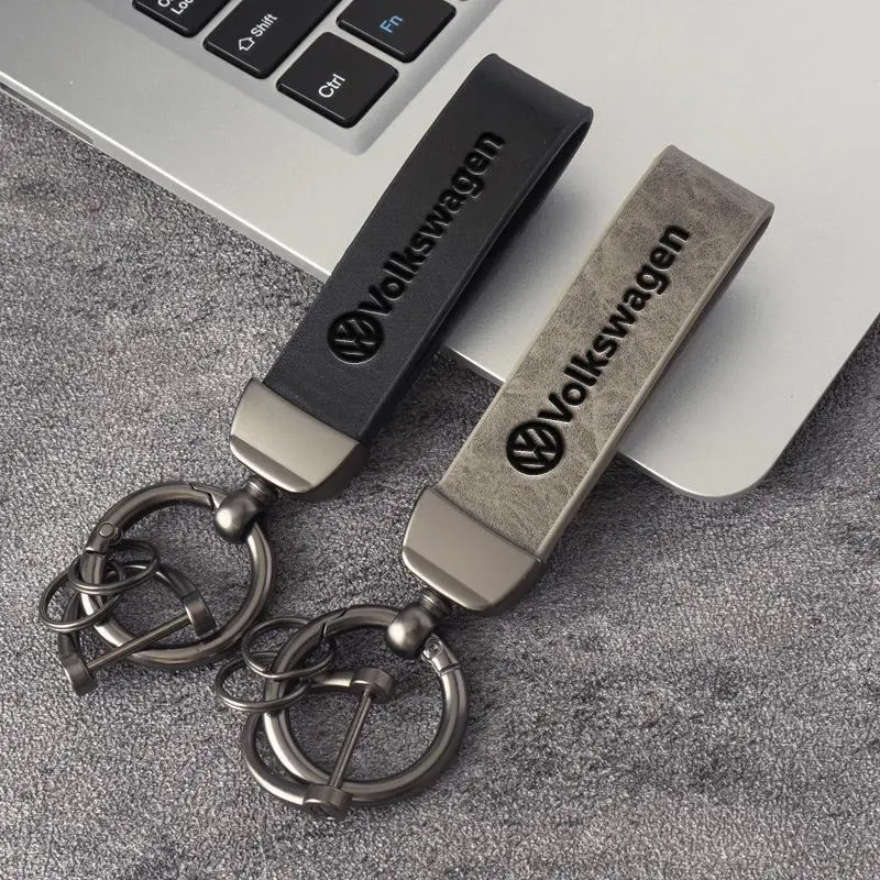 Leather Metal Iron Automobile Keychain Accessory, Car Key Ring for Volkswagen VW Golf, Tiguan, Jetta, Transporter, Passat, Polo, Touran, GTD, Scirocco, GTI