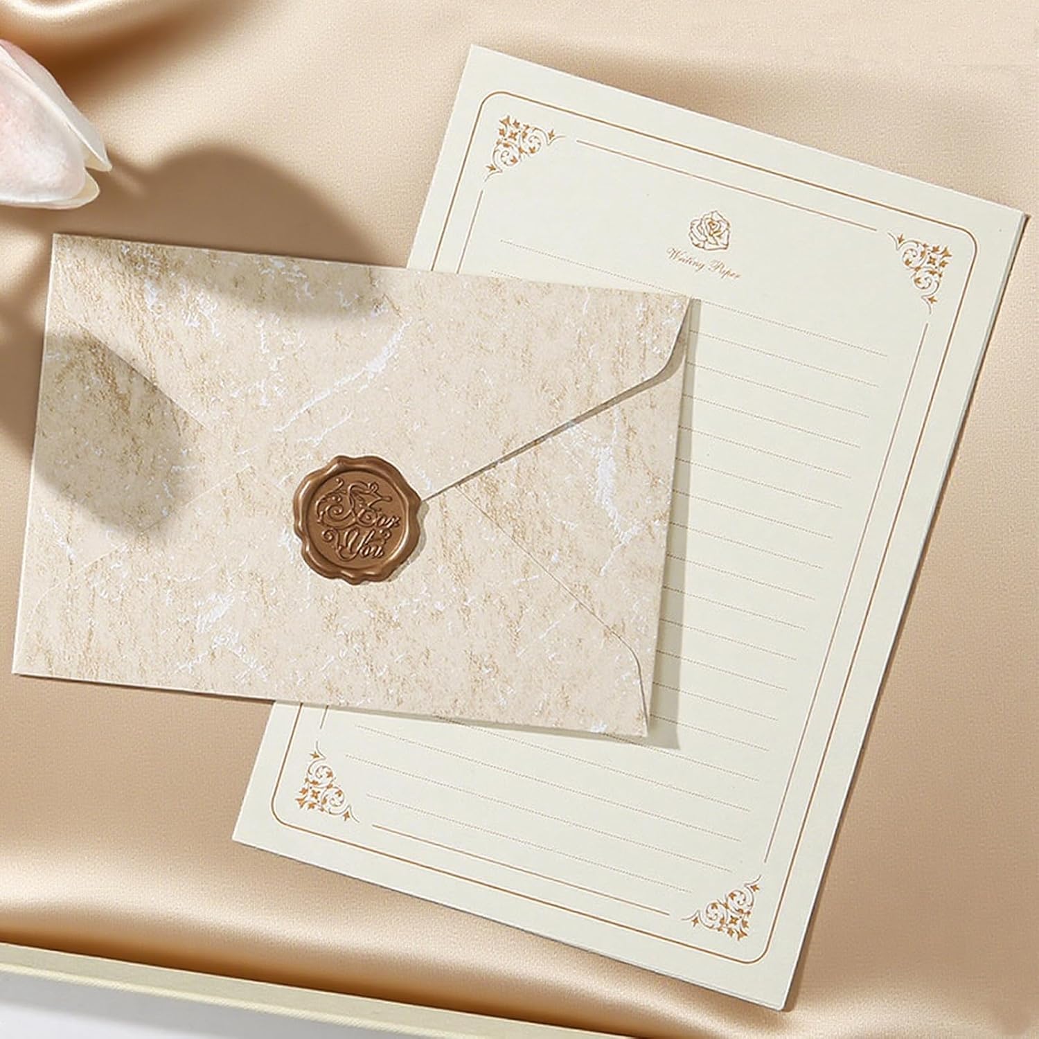 Letter Writing Set 3 Envelopes Wax Seal Stickers 10 Sheets Paper Vintage Gift for Stationery Lovers