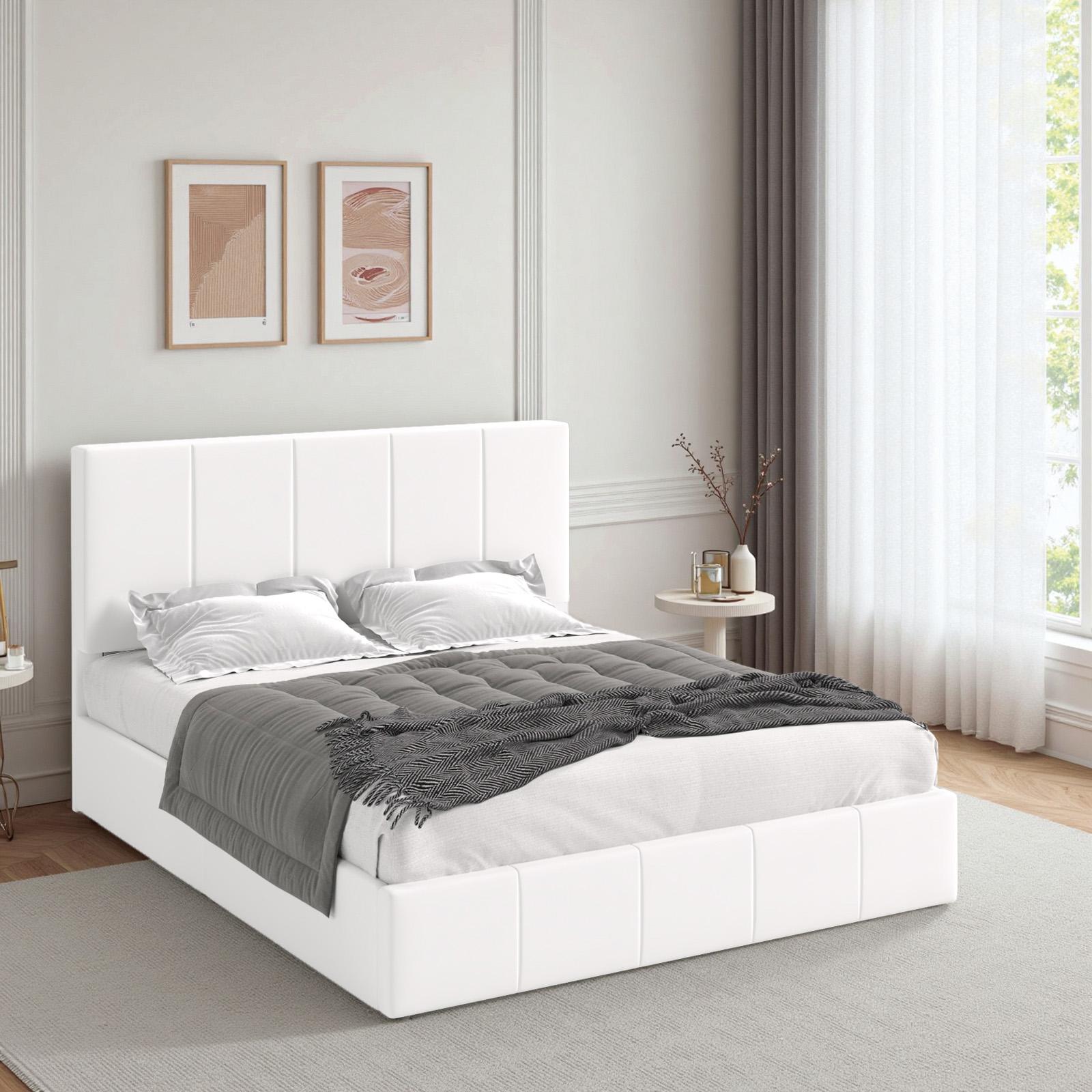 HOOMIC Upholstered Storage Bed Frame【Frame Only No Mattress】with Hydraulic Lift Base,Wide Vertical Stripe Dutch Velvet,Full/Queen/King,Black/White/Grey