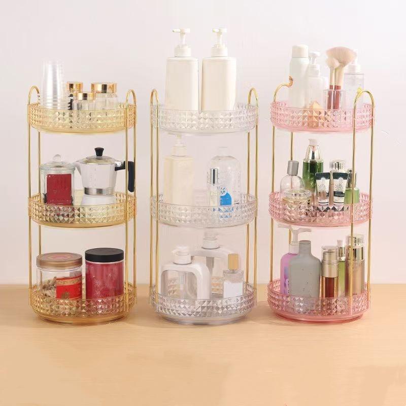 Multifunctional Rotating Storage Rack, Cosmetic Organizer Box, Makeup Box Organizer, Desktop Display Shelf, Bathroom Kitchen Storage Holder, 1 Piece