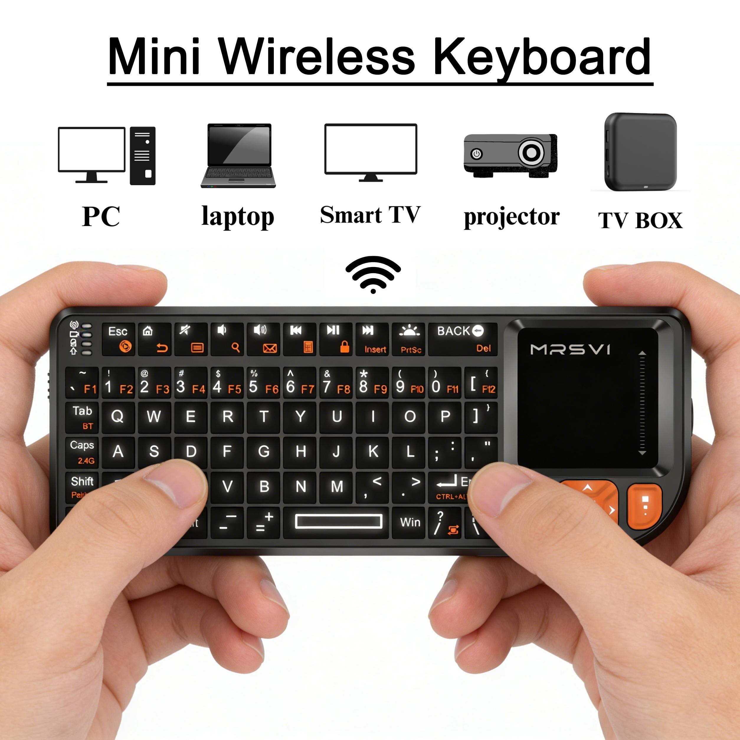 New Bluetooth-compatible Wireless Backlit Keyboard, 2.4g Mini Remote Control, Touchpad and Flashlight Function, Rechargeable Keyboard for Smart TV Computer Laptop