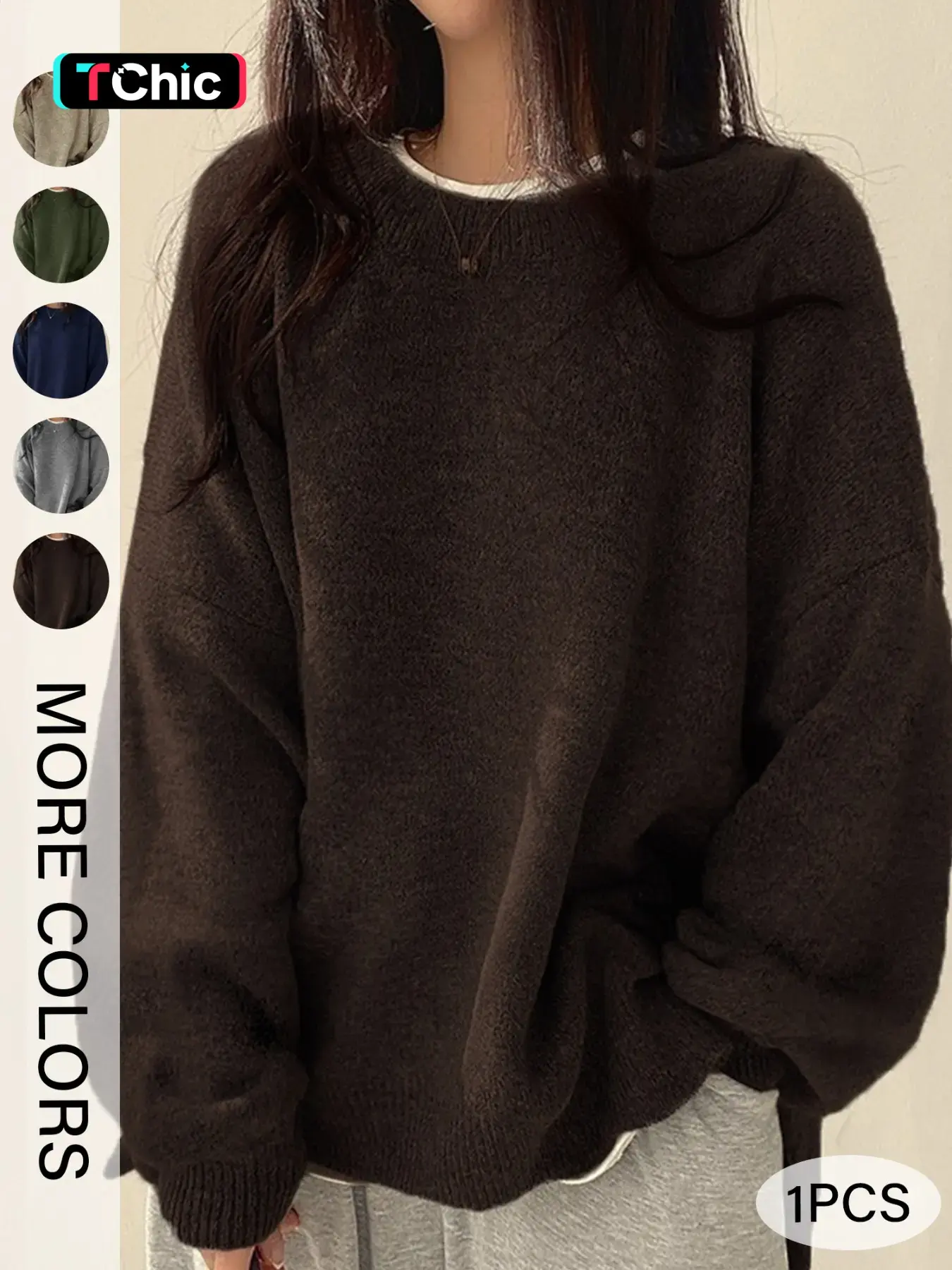 Women's Drop Shoulder Split Hem Oversized Loose Fit Baggy Sweater, Casual Basic Minimalist Long Sleeve Round Neck Jumper, Women's Knitwear Top for Fall & Winter, Sweaters for Women Womenswear