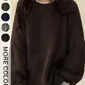 Women's Drop Shoulder Split Hem Loose Fit Baggy Sweater, Casual Basic Minimalist Long Sleeve Round Neck Jumper, Women's Knitwear Top for Fall & Winter, Sweaters for Women Womenswear, Knitwear Pullover