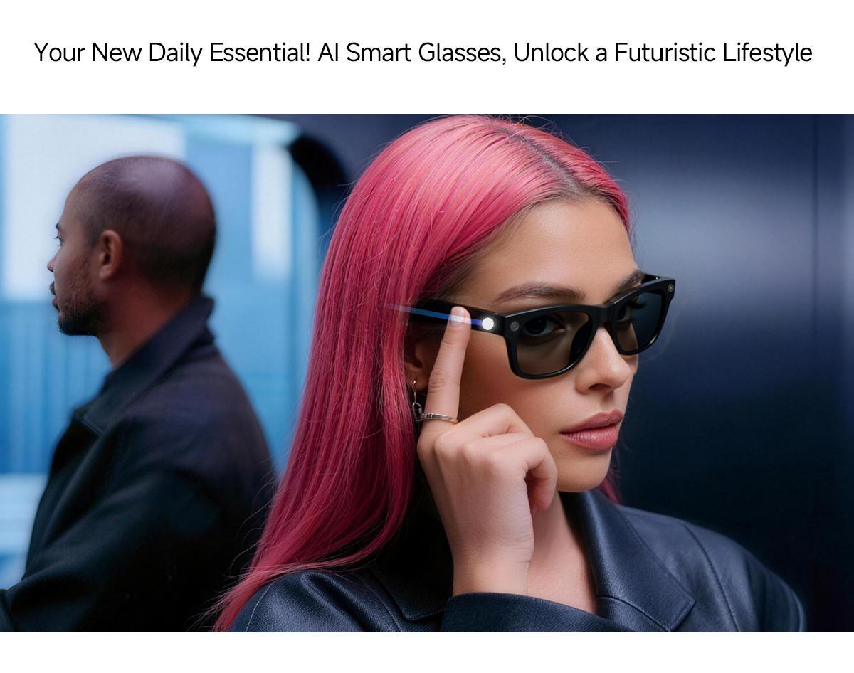 2026 MT5 ultraAI smart glasses equipped with 2000mAh charging case, 8MP high-definition camera, real-time language translation, 2-in-1 replacement lenses, wireless Bluetooth communication, music 1080P, photography and video recording, suitable for both me