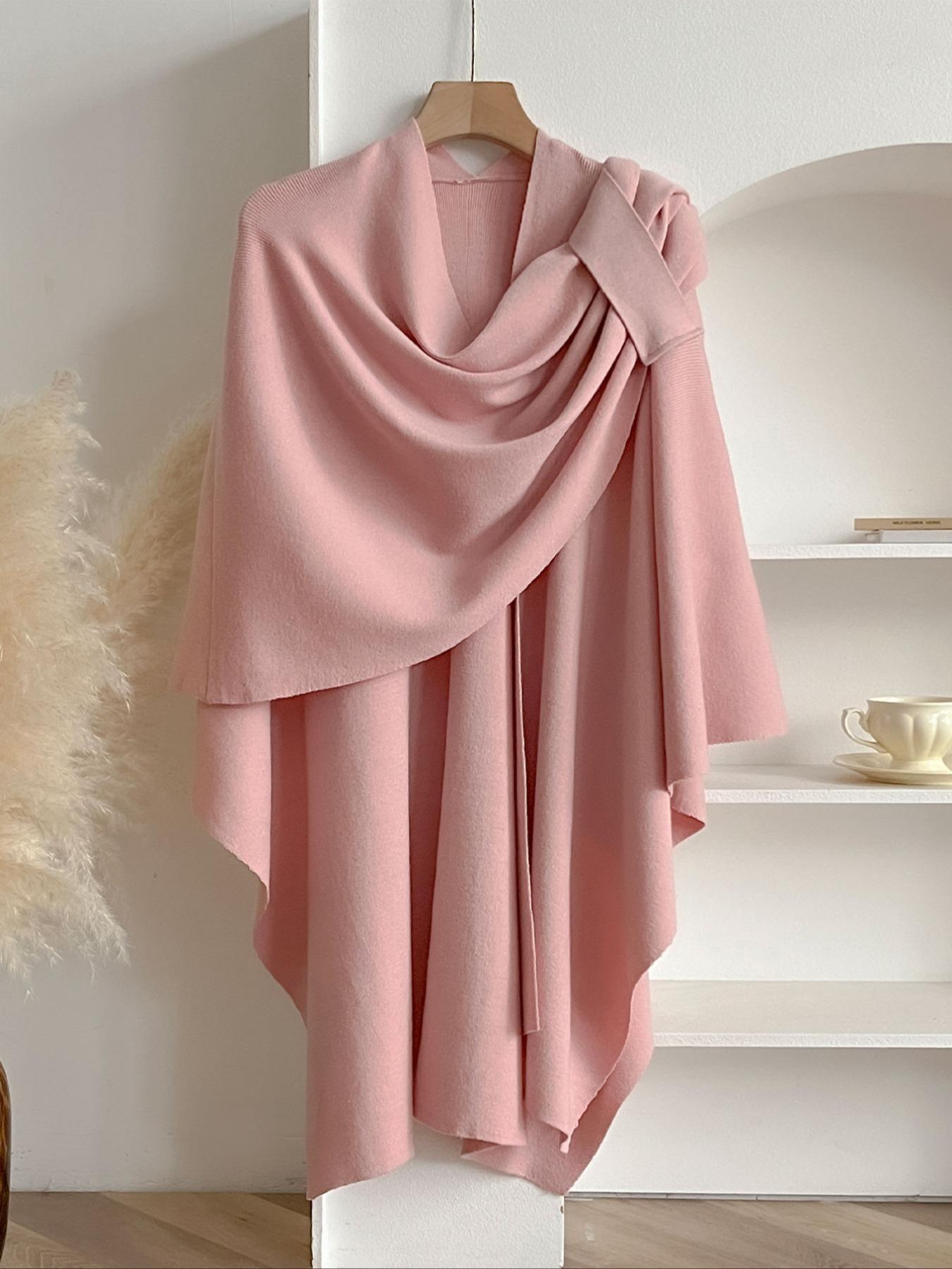 Elegant Women's Fashion Shawl, Simple Solid Color Cape for Daily Use, Perfect Birthday Gift, All Season Wearable Accessory, Trendy Solid Shawl