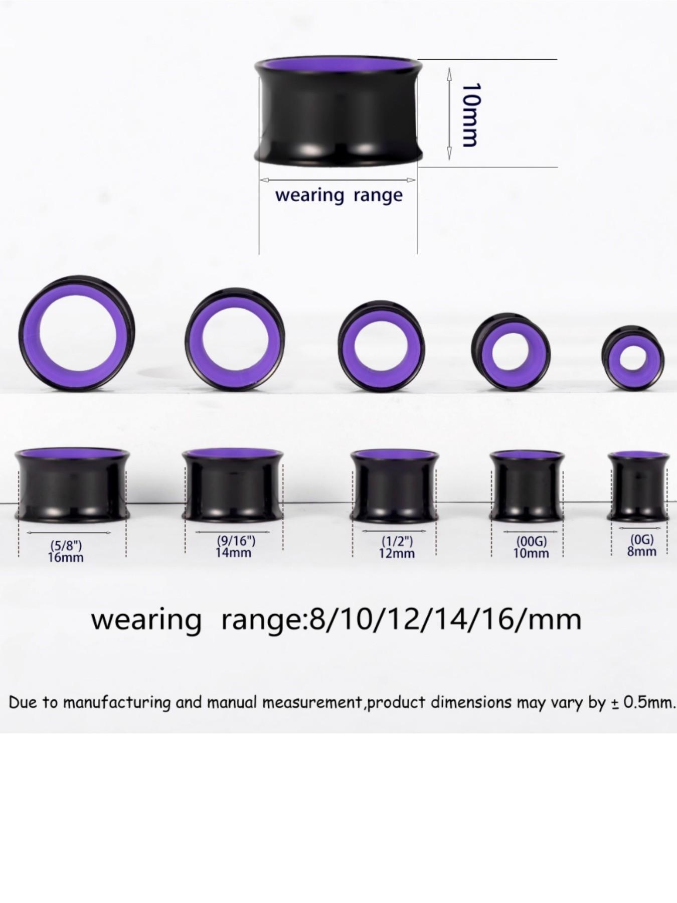 vanku 2pcs Fashion Translucent Ear Tunnels, Stainless Steel Double Flared Piercing Gauges, Hypoallergenic Body Jewelry for Ear Stretching