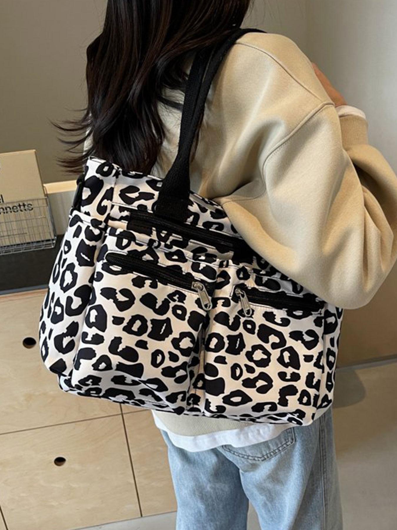 New Strawberry Print Large Capacity Multi-Pocket Tote Bag, Fashion Simple Shoulder Bag, Ideal for Students, Shopping, Commuting, Women's Backpack