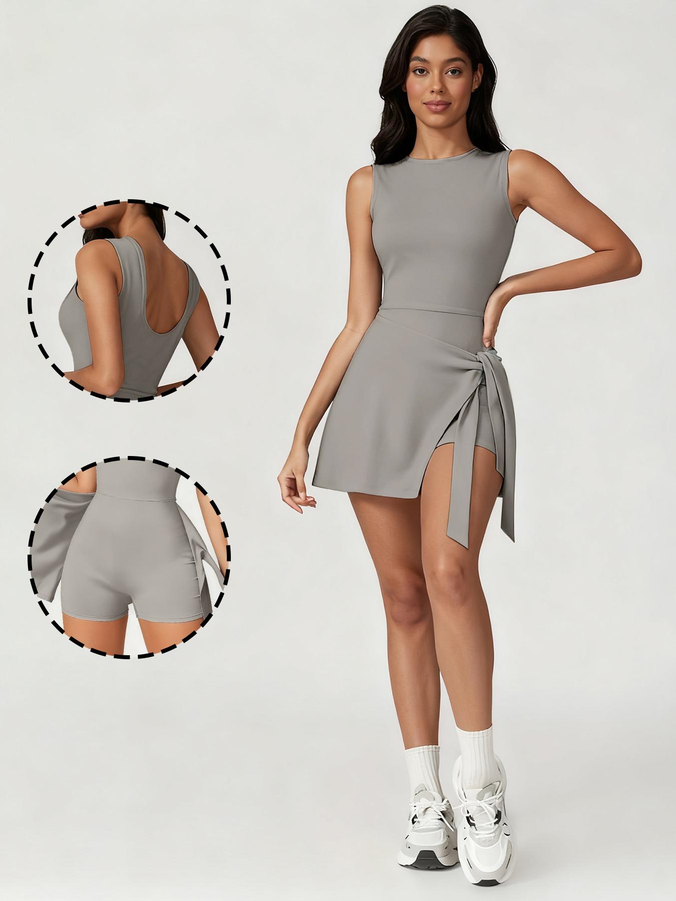 Women's Tank Romper Dress, Sports Set, Yoga Dress, Fitness Commuter Wear, Workout Athletic Dresses, Tennis Dress Sleeveless, High Elasticity, Comfortable, Skin-Friendly, All-Season