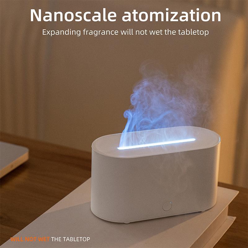 Flame Aromatherapy Machine, USB Powered Simulation Flame Humidifier, Silent Aromatherapy Diffuser, Aroma Diffuser Humidifiers, Suitable for Home Bedroom and Office