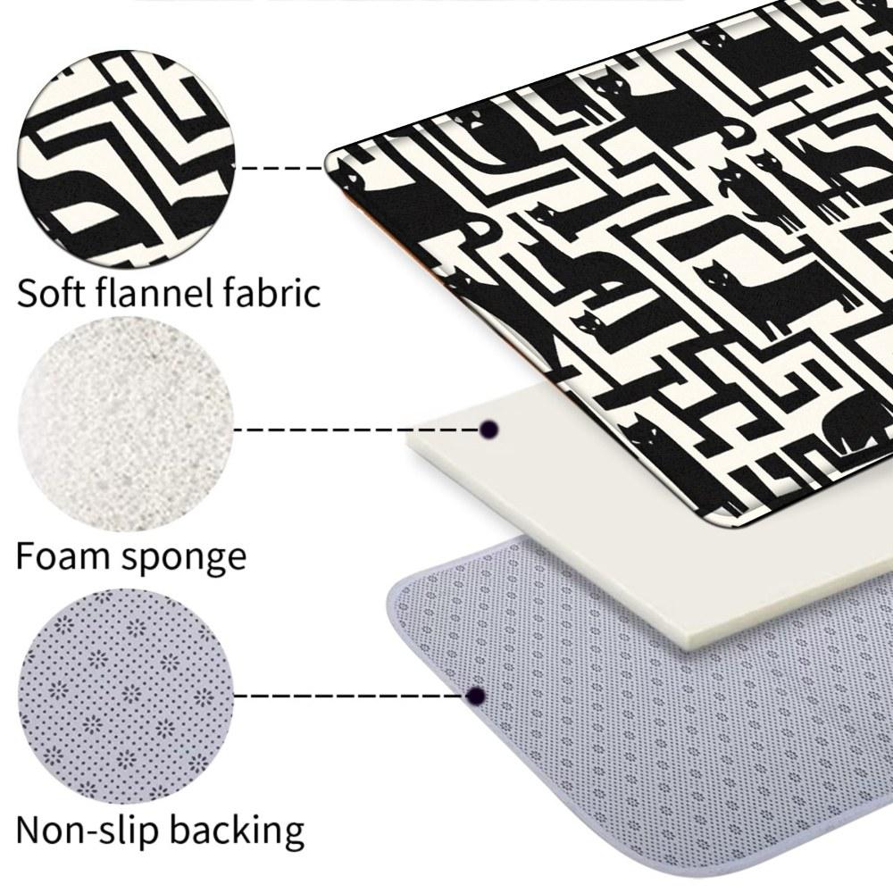 1PC， Black and White Geometric Maze Pattern strip rugs, home décor, bathroom mats, entryway mats, bathroom non-slip mats, indoor entrance rugs, bedroom bedside mats, kitchen mats, hallway rugs, flannel sponge rugs, hallway runner rugs