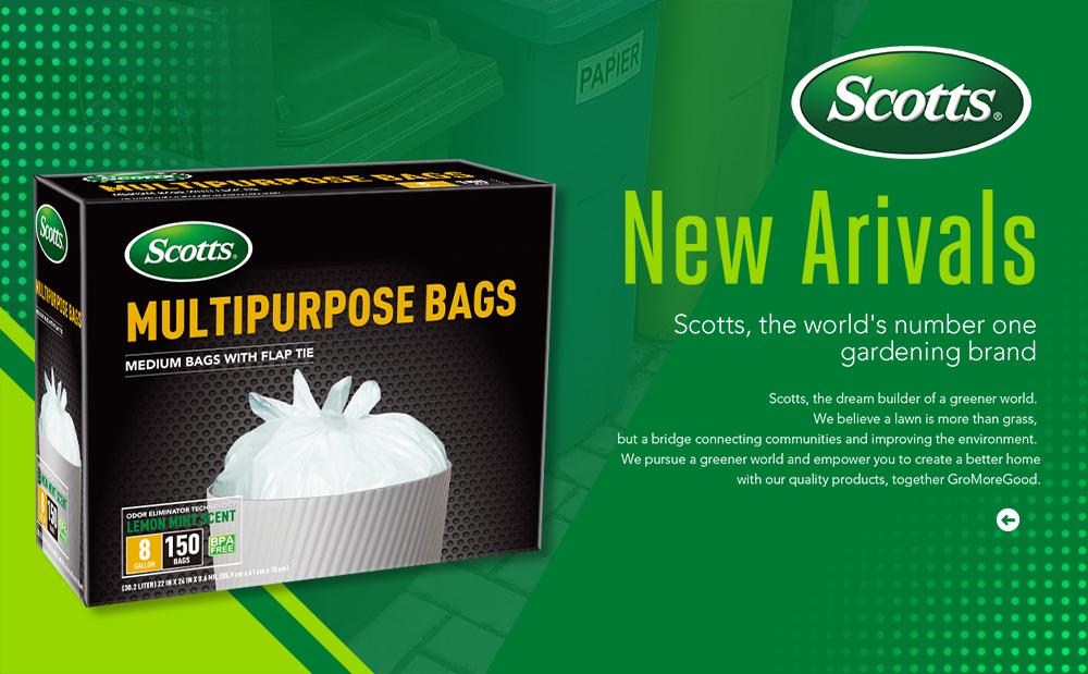 Scotts 8 Gallon Boxed Disposable Non Tear Puncture Tear Resistant Trash Bags, Deodorization And Odor Absorption Technology Kitchen Garbage Bags, Fresh Clean Scent With Lemon Scent, Multipurpose Easy To Usedrawstrings More Durable