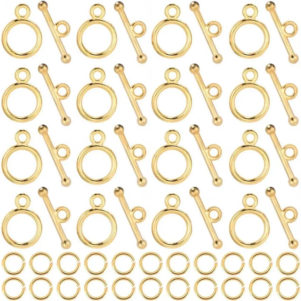 1 Box 60 Sets Round Toggle Clasp  Toggle Clasp Bar with Rings Bulk Metal Alloy OT End T Bar Closure  Connectors for  Making Bracelet Necklace DIY Crafts Beginners Adults