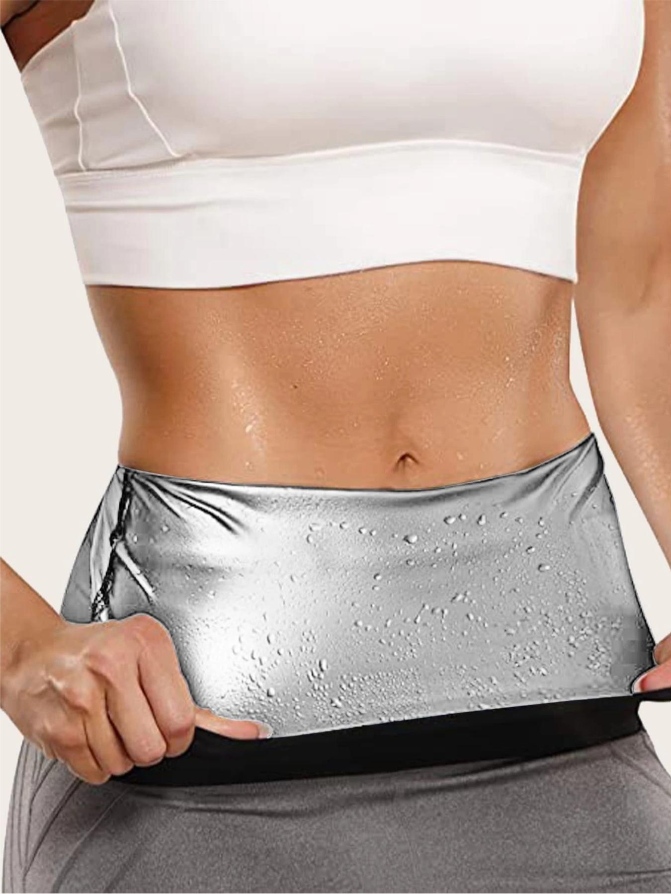 Women's Sweat Fitness Waist Trainer Belt, Workout Waistband, Slimming Workout Yoga Cincher, Fat Burning Running Strap, Abdominal Control, PU Coated, Perfect Body Shaper