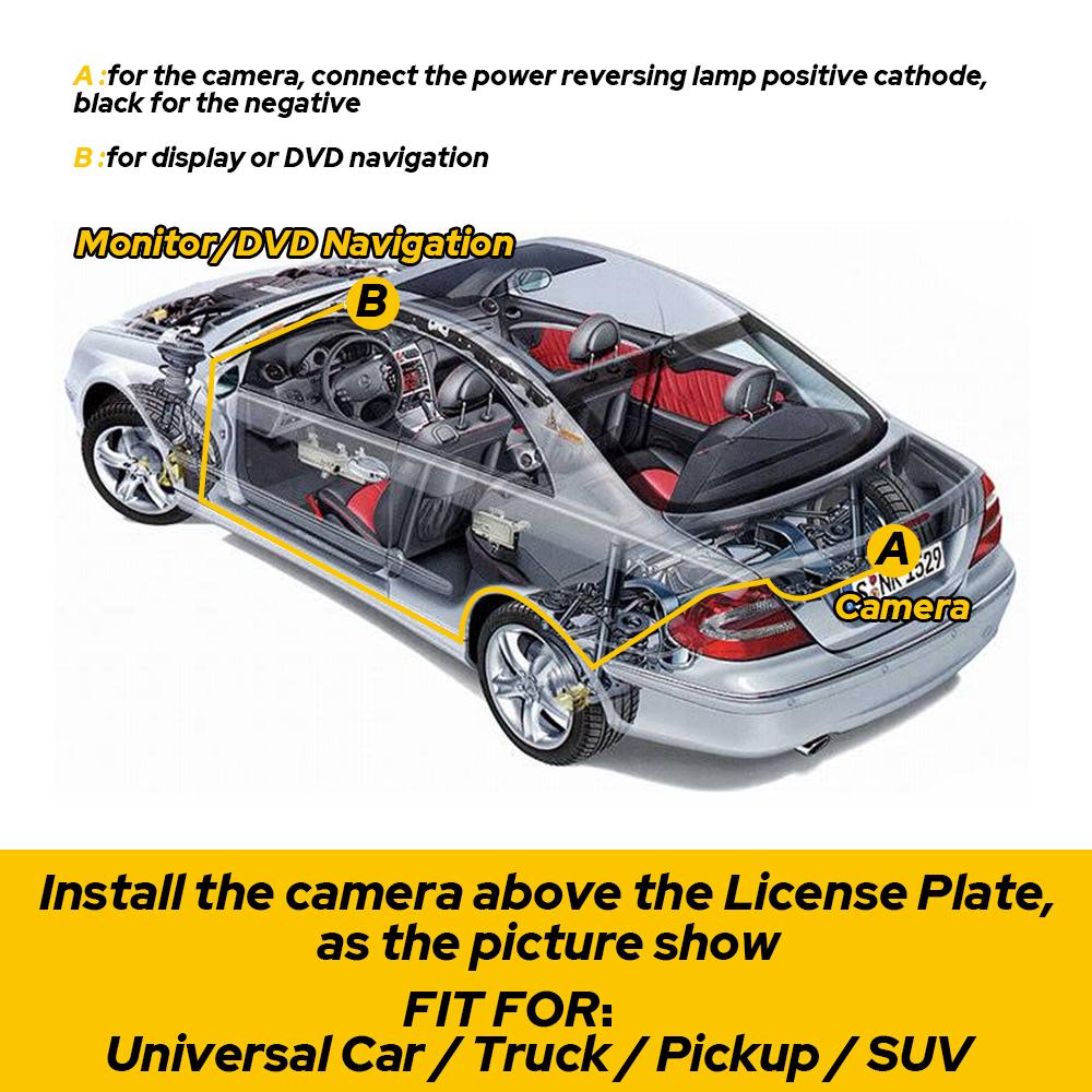 Car Rear View Camera Reverse Backup Camera Night Vision License Plate Waterproof