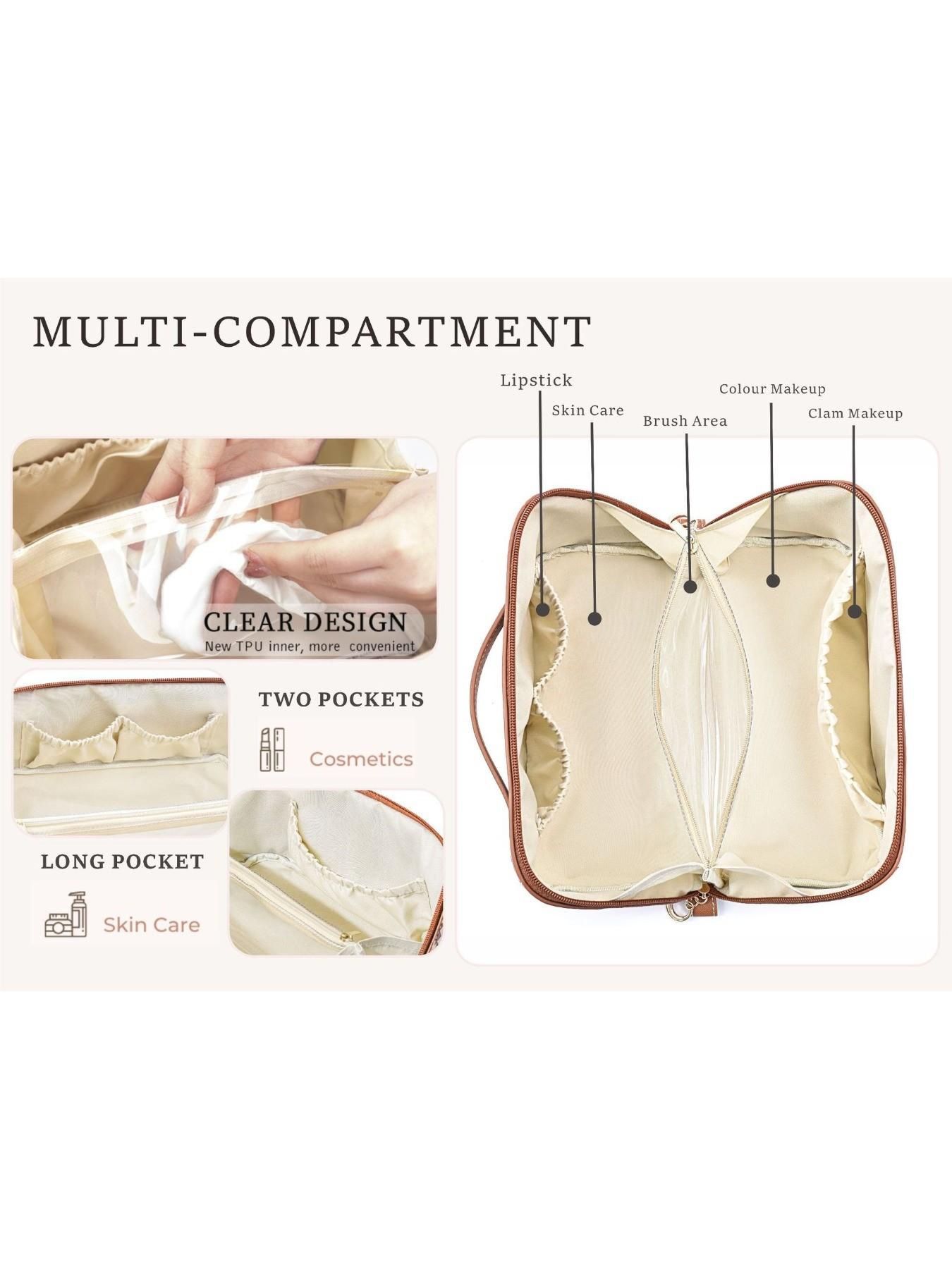 Boho Style PU Leather Cloud Pillow Makeup Bag, Large Capacity Handheld Makeup Case, Travel Wash Kit, Stylish and Functional