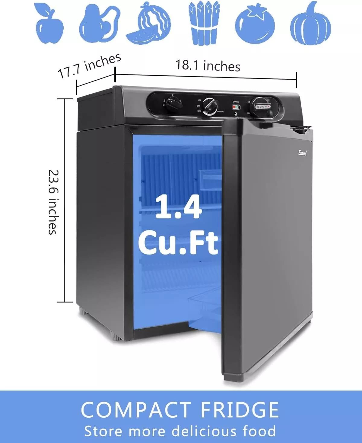 Smad 3 Way Gas Fridge Propane/AC/DC 12V 110V Motorhome 40L Leisure RV Cooler