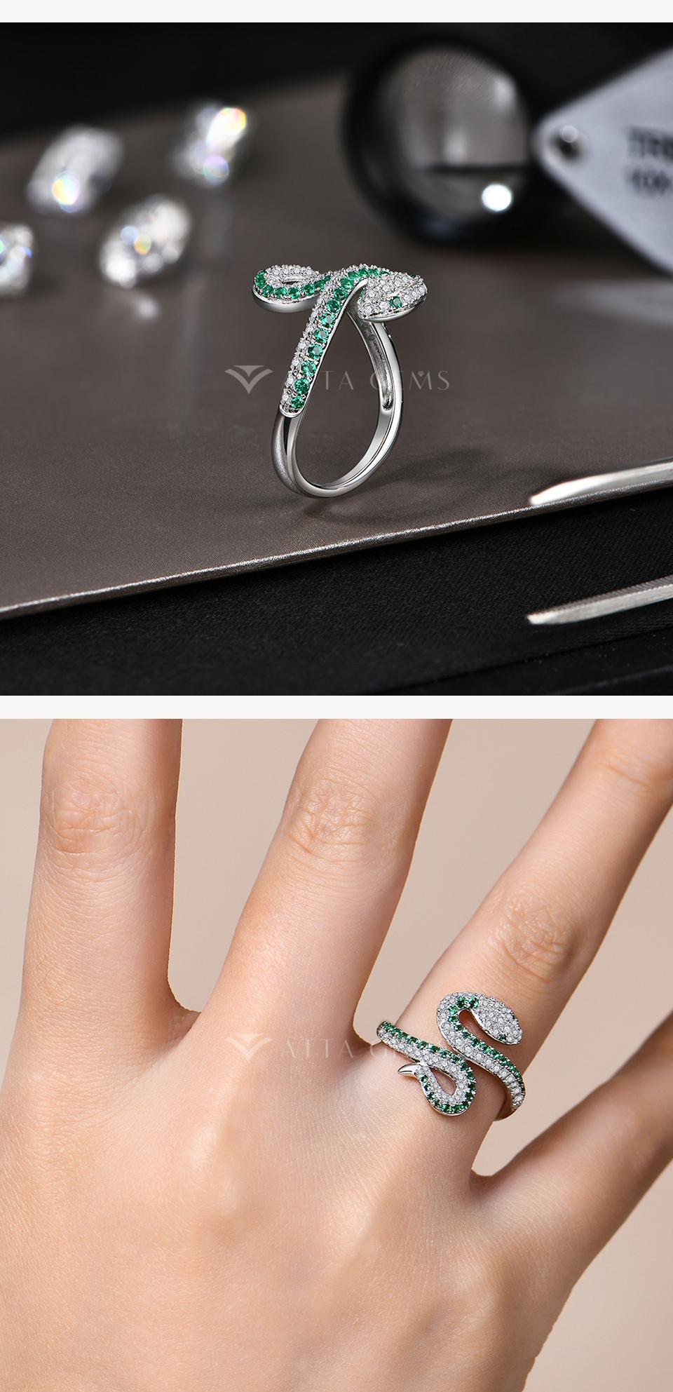 Stunning Lab-Created Moissanite Snake Ring | Sparkling Serpent Jewelry for Bold Style | Unique Design & Luxury 925 Sterling Silver Rings Gift R230 SpringStatements