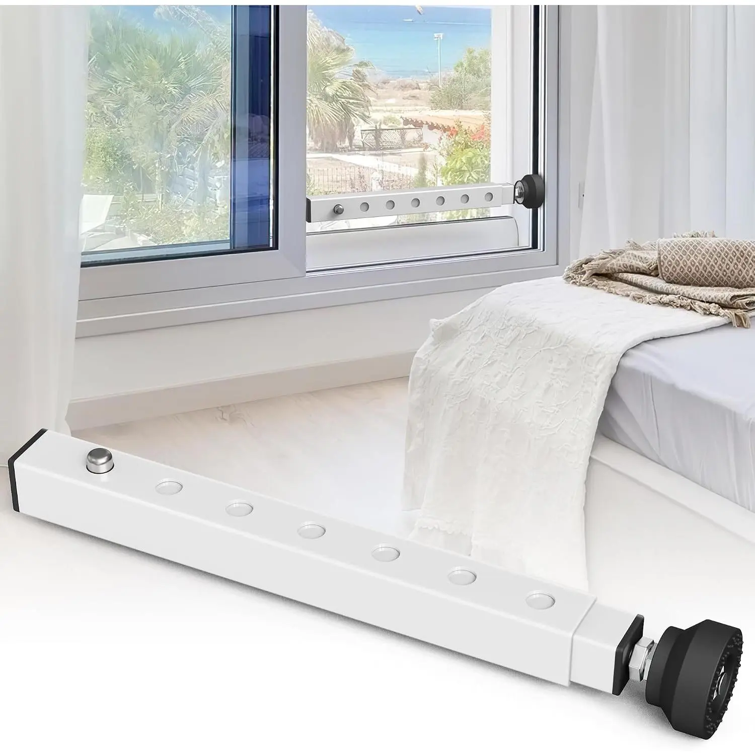 WooFogShortWindow Security Bar, Window Bars Security Inside, Window Lock Bar for Horizontal Windows, Window Locks for Up and Down Windows, Extends Form 11" to 18" (White-1 Pcs)