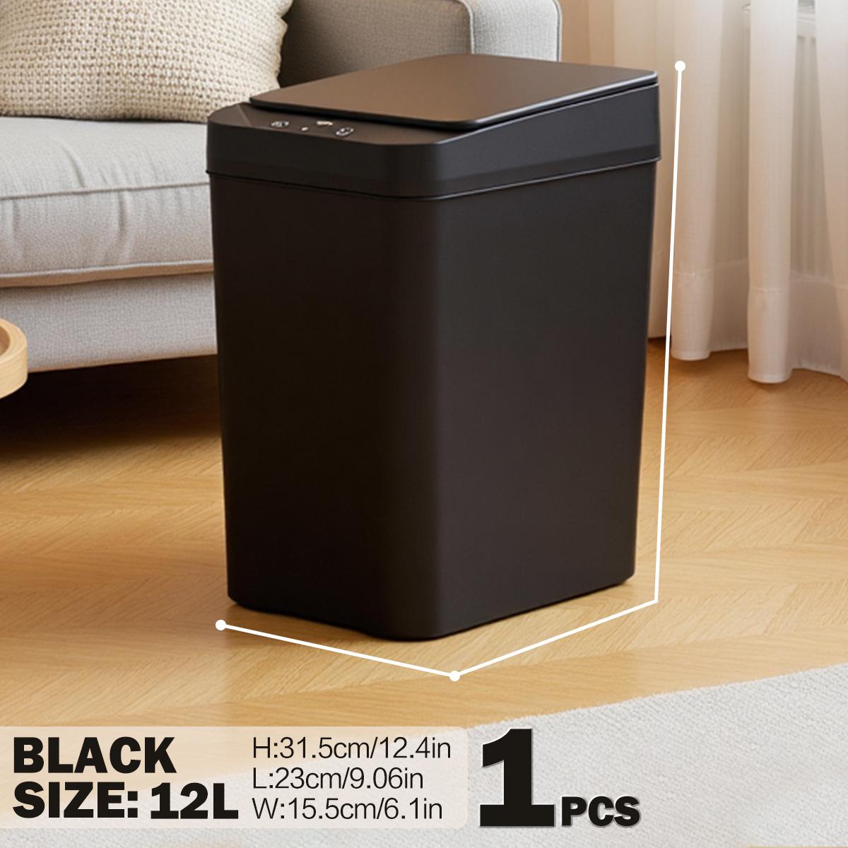 1-3 Pack Black Automatic Small Bathroom Trash Can with Lid —— 3.1 Gallon Touch-Free Intelligent Garbage Bin, Touchless Trash Can with Motion Sensor, Slim Dog-Proof Wastebasket, Plastic Wastebasket for Bedroom, Office, Kitchen