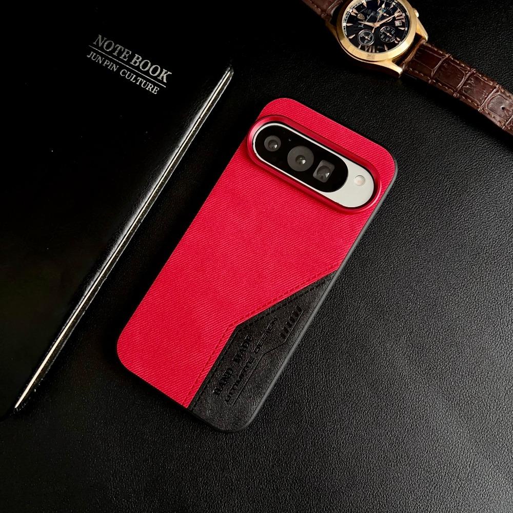 Suitable for Google Pixel 10 Pro Cellphone case, denim patchwork with plain leather case, Google 10 Pro XL protective cover, Pixel 10a full-edge case, Google 9 anti-drop case, 9 Pro XL business luxury 9a leather case
