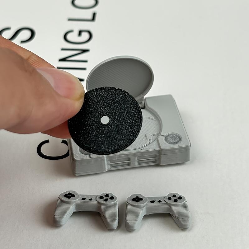 1 set of miniature game consoles, retro PS model ornaments, flip-top game console model with controller set