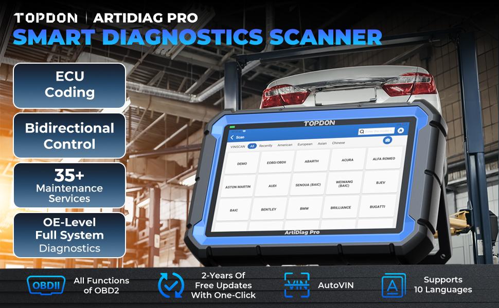 TOPDON AD Pro Car Diagnostic Tool, Bi-Directional Control, ECU/Online Coding & OE-Level Full Systems Diagnosis for 100+ Brands, 35+Maintenance Services OBD2 Scanner, 2-Year Free Update TOPDON AD Pro Car Diagnostic Tool, Bi-Directional Control, ECU/Online Coding & OE-Level Full Systems Diagnosis for 100+ Brands, 35+Maintenance Services OBD2 Scanner, 2-Year Free Update