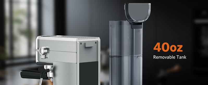 COWSAR 20 Bar Espresso Machine, Professional Espresso Maker with Milk Frother Steam Wand, Compact Stainless Steel Coffee Machine with 40.5oz Removable Water Tank for Cappuccino, Latte