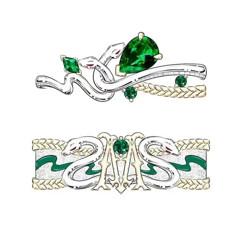 Slytherin Rings Woman Draco Malfoy Ring for Women Green Snake Accesorios Party Fashion Trend Metal Jewellery Cos Lovers Gifts