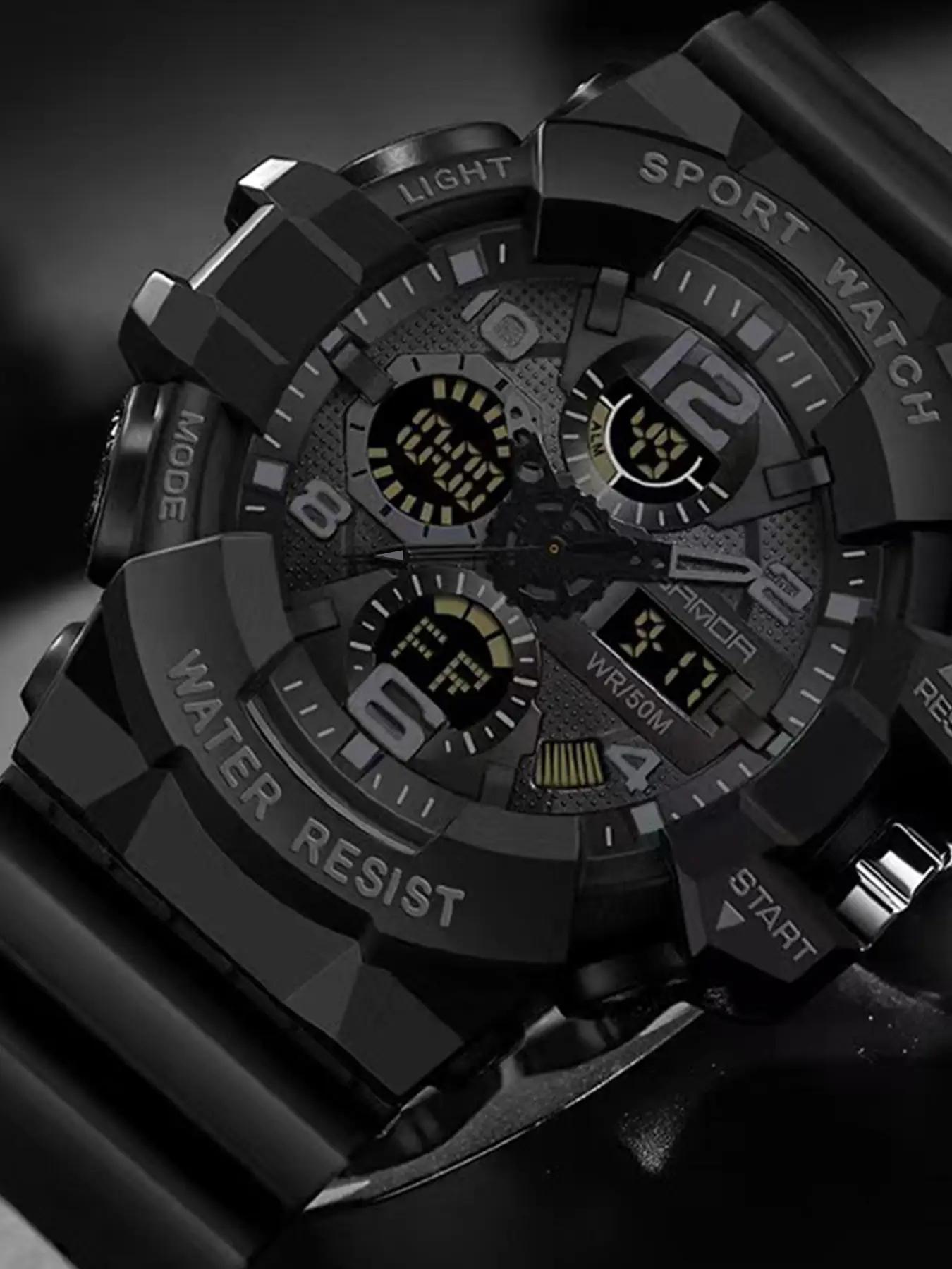 Men's Sporty Digital Watch, Fashionable Glow in the Dark Multi-function Electronic Watch for Men, 2024 New Trendy All-match & Exquisite Watch for Birthday Gift for Boyfriend with Box