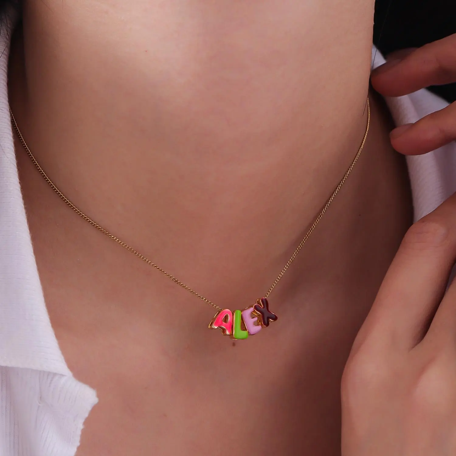 Custom 3D Bubble Letters Capital Letters A-Z Colorful Enamel DIY Sliding Necklace Cute Style Birthday Gift Valentine's Day Gift