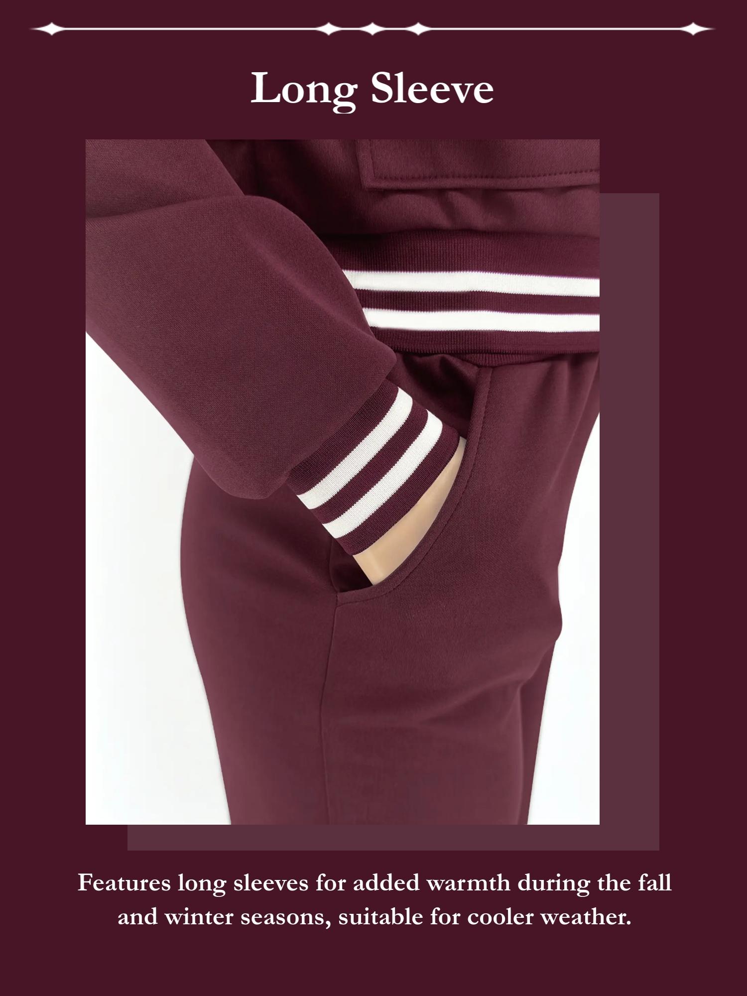 2026 Spring Casual 2 Piece Tracksuit for Women, Button Front Striped Trim Baseball Jacket and Wide Leg Pants Lounge Set Women's 2 Piece Outfit Varsity Tracksuit - Casual Button Down Baseball Bomber Jacket and High Waist Wide Leg Pants Set with Striped Tri