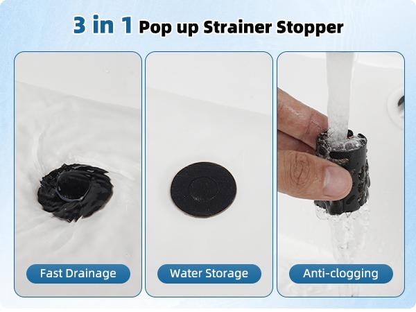 Hibbent All Metal Bathroom Sink Stopper, Pop Up Sink Drain Strainer with Removable Stainless Steel Filter Basket, Universal for 1.1"-2.36" Sink, Brass Bounce Core, Hair Catcher