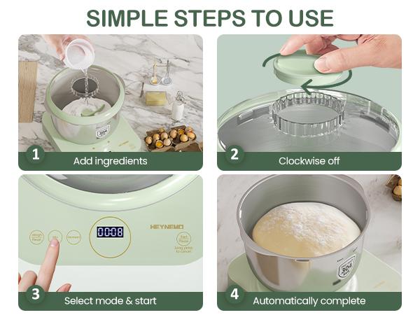 Sunvivi Electric Dough Maker with Weighing Function 5.2QT Stainless Steel Bowl Low Noise Operation Household Bread Maker Kitchen Kneading Machine