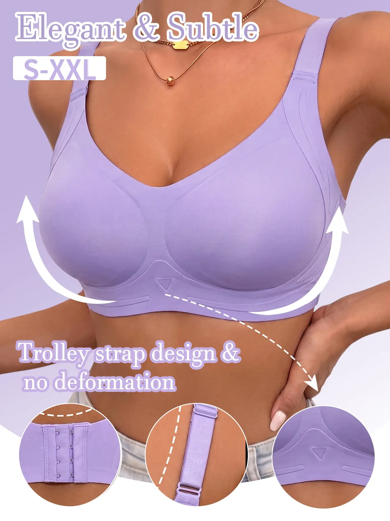 Women's Daily Bra Traceless Comfortable Breathable Underring-free Pinch Bra Sports Bra Lift Adjustable Straps Wide Straps