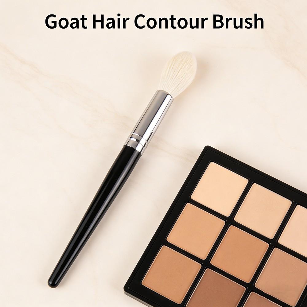 Goat Hair Contour Brush, Face Contour Powder Blush Highlight, Tapered Makeup Tool, 100% Goat Hair, Sculpting Makeup Brush 002