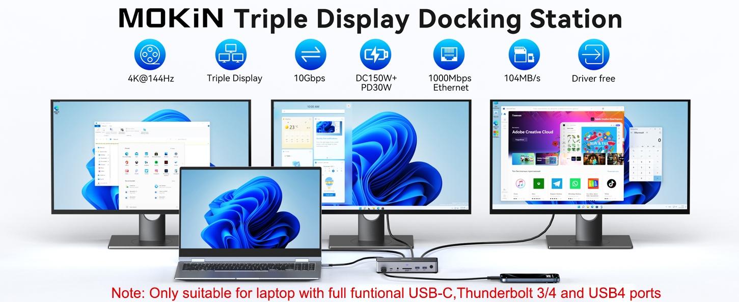 MOKiN 13 IN 1 Laptop USB C Dock Dual Monitor with 2 HDMI DisplayPort MOKiN 13 IN 1 Laptop USB C Dock Dual Monitor with 2 HDMI DisplayPort