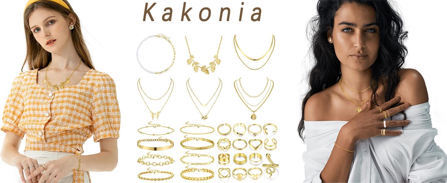29Pcs Gold Jewelry Sets Rings Bracelets for Women Layered Necklace Knuckle Rings Chain Bracelets Gold Jewelry for Anniversary Birthday Gift