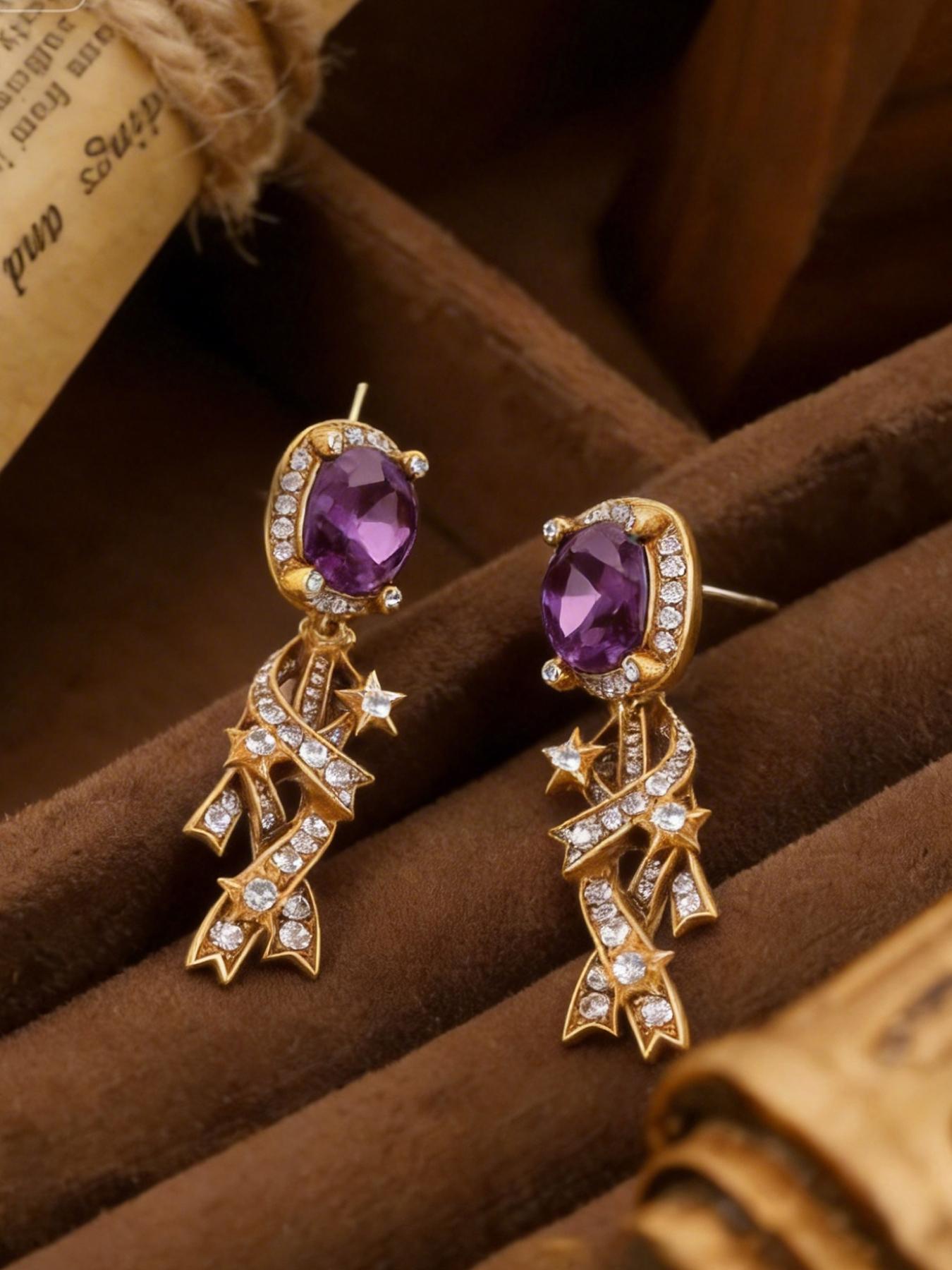 A pair of stylish and elegant star tassel studded diamond earrings, suitable for daily commuting, vacation and dating, and also a surprising and exquisite small gift.