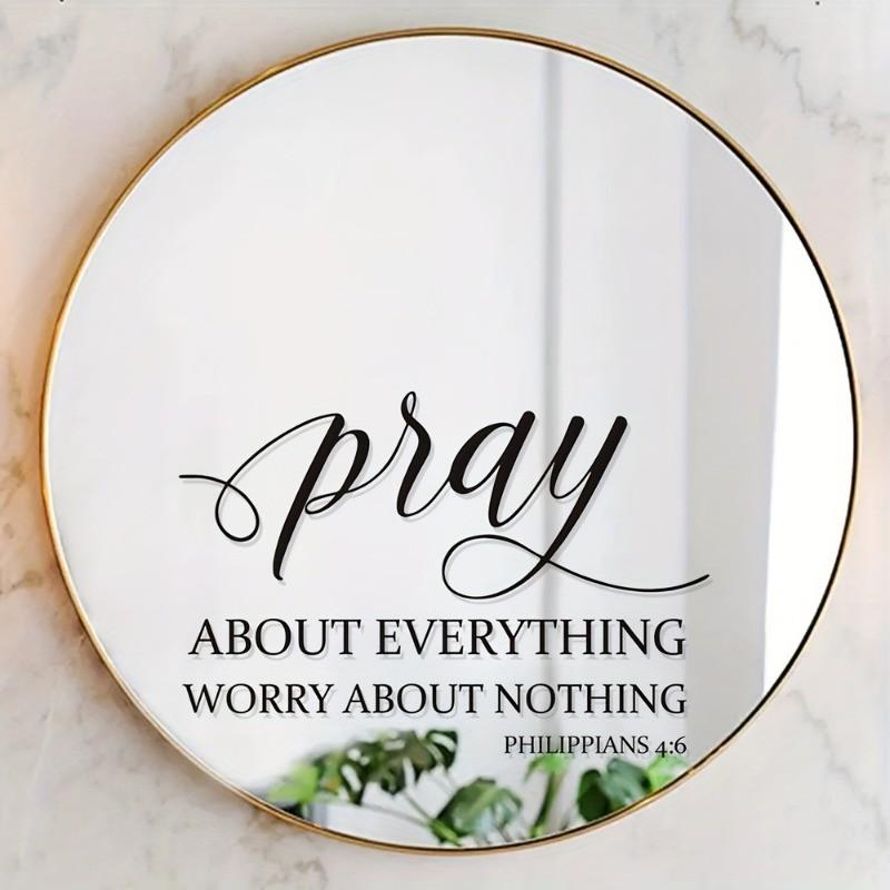 Religious Quote Wall Sticker, 'pray About Everything Worry About Nothing' From Philippians 4:6, Vinyl Removable Home Decor, Spiritual Inspiration