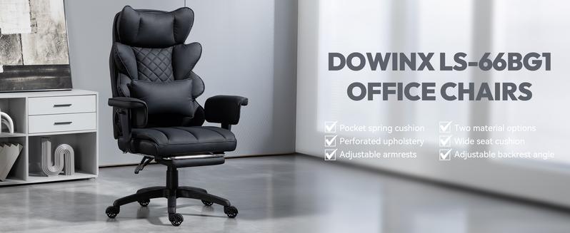 Dowinx Big and Tall Office Chair with Pocket Spring Cushion and Lumbar Support,High Back Computer Gaming Chair with Adjustable Armrests,Executive Desk Chair with Footrest