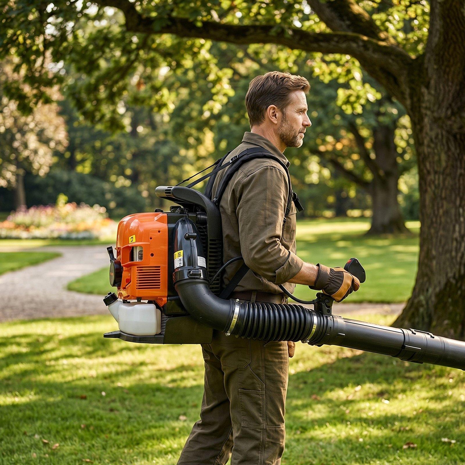 VEVOR Backpack Leaf Blower, 75.6CC 4-Stroke Engine Gas Powered Leaf Blower with 1.8L Fuel Tank, 615 CFM Air Volume, 179 MPH Air Speed, Ideal for Lawn Care, Leaves Cleaning, Yard Debris & Snow Removal