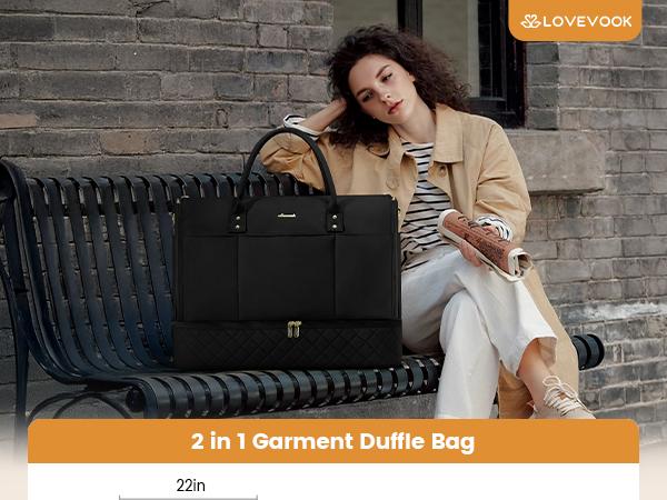 LOVEVOOK Hanging Suitcase Suit Bag for Women with Shoe Compartment and Toiletry Pouch, Convertible 2 in 1 Garment Bag, Waterproof Weekender Bag with Toiletry Bag, Carry On Travel Duffel Bag for Business Trip, Wedding SpringStatements