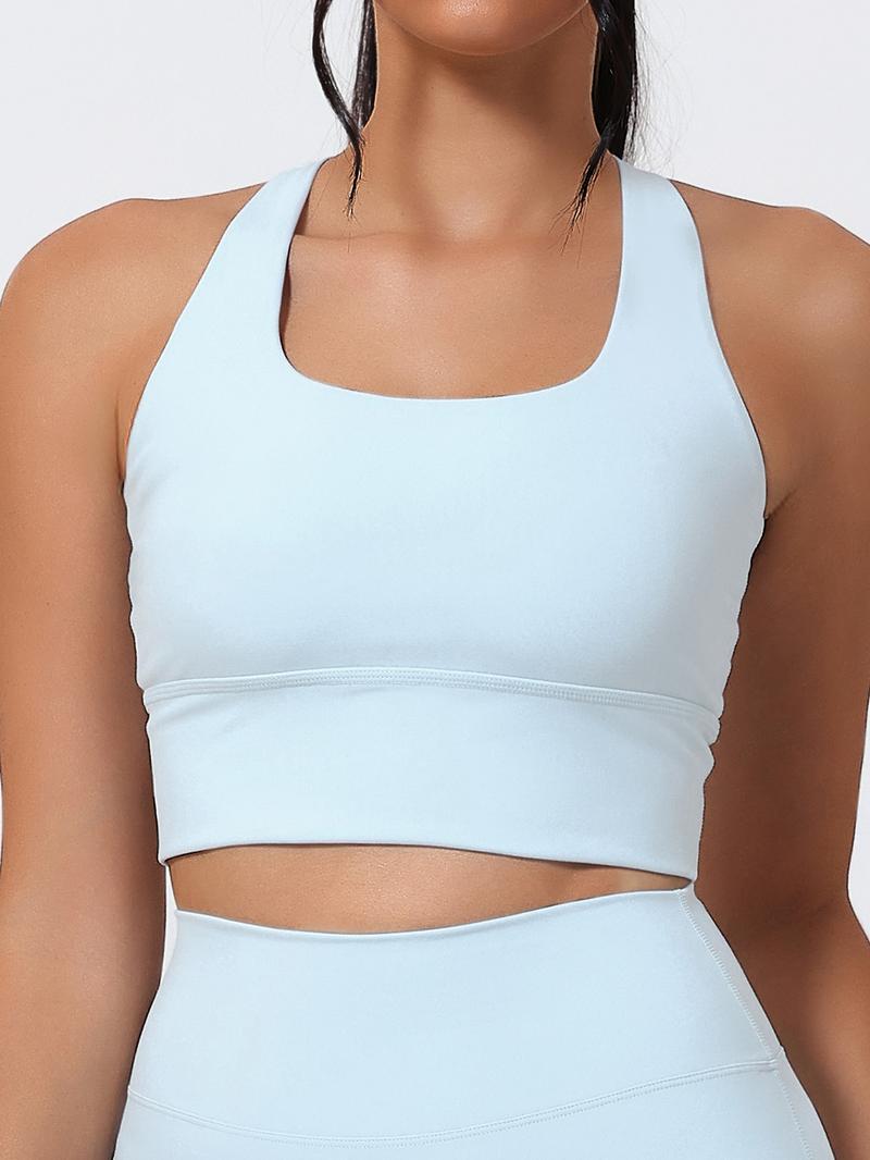 Women's Elastic Backless Sports Bra with Pads, Sexy Crossback Design, Moisture-Wicking Yoga Innerwear, U-Neck, All Seasons, Gym Workout Clothes