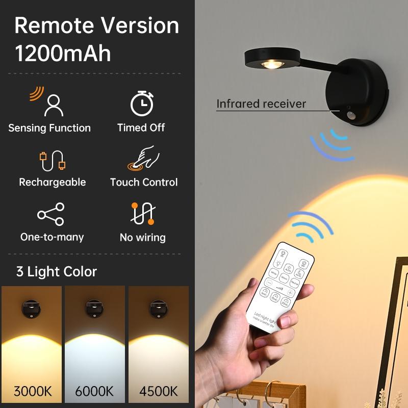 Rechargeable Motion Sensor LED Wall Light, Wireless Night Light, Battery Powered, Adjustable, Dimmable Wall Lamp, Wall Mount, No Wiring Needed, Home Decor