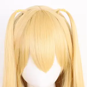 Death Note MisaMisa Cosplay Wig  Long Yellow Double Tails Misa Amane Cosplay Heat Resistant Synthetic Hair Wigs