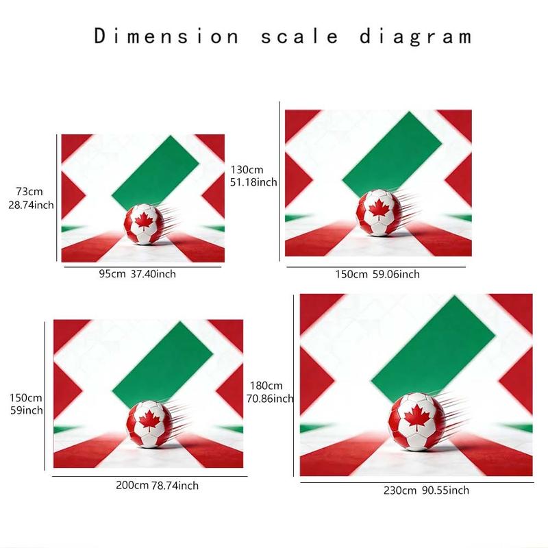 1 pc microfiber FIFA World Cup Tapestry Soccer Ball Wall Hanging Decor for Living Room Bedroom Outdoor Holiday Decoration Canada Theme Green Red White Tapestry Background Cloth Hanging Cloth Wall Cloth Decorative Cloth