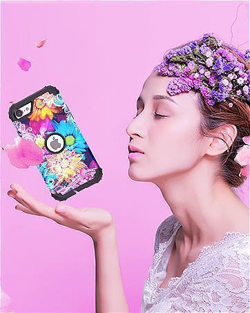 IDweel for iPhone 8 Case & for iPhone 7 Case with Screen Protector (Tempered Glass),3 in 1 Shockproof Hybrid Heavy Duty Hard PC Cover Soft Silicone Sturdy Bumper Full Body Sturdy Case, Purple